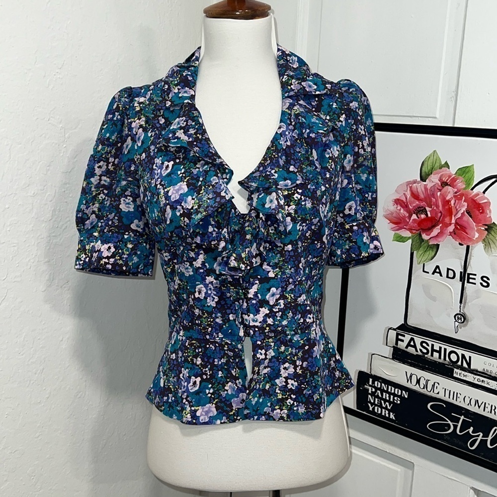 Rebecca Taylor Floral Short Sleeve Blazer Size 0